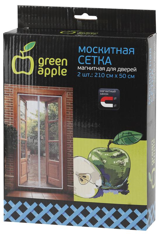 Сетка магнитная на дверь 210х50см магнитный замок 12шт липучка крепежная GBN007 в упак. 2шт Green Apple Б0032054