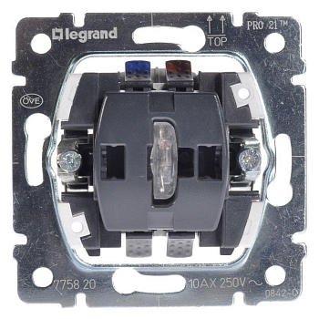 Механизм переключателя проходного 1-кл. СП Galea Life 10А IP21 250В с оранж. индикацией PRO21 1мА с нейтралью сер. Leg 775820