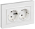 Розетка 2-м СП BRITE РСПл12-3-БрАБ 16А в сборе с заземл. без защ. шторок плоская арктич. бел. IEK BR-R27-16-K91-F