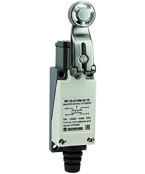 Выключатель путевой ВП 25-2116М-65 У2 рычаг со стальным роликом 1з+1р безинерционный 21х56мм 3А IP65 Электротехник ET003885