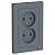 Розетка 2-м СП AtlasDesign 16А IP20 без заземл. в сборе грифель SE ATN000720