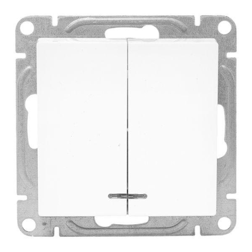 Выключатель 2-кл. СП Эпика с подсветкой механизм бел. EKF UP1-SWW-24