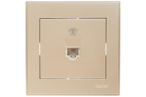 Розетка телефонная 1-м СП Rain RJ11 жемчуж./бел. перламутр. LEZARD 703-3030-137