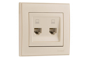 Розетка компьютерная 2-м СП Rain RJ45 жемчуж./бел. перламутр. LEZARD 703-3030-141