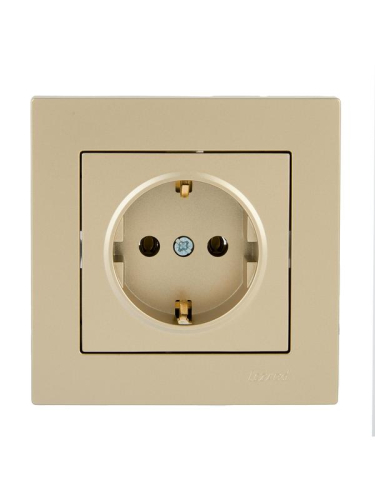 Розетка VESNA с заземл. ПБТ зол. LEZARD 742-3688-122B