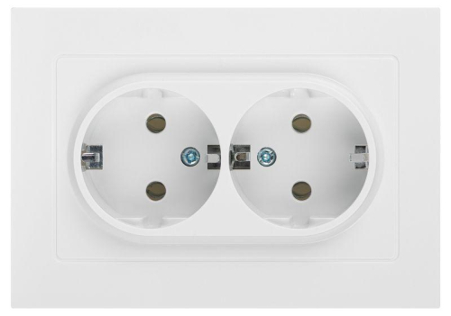 Розетка Intro Accent 6-205-01 2X2P+E Schuko 16А-250В IP20 СУ AL/CU бел. Intro Б0063485