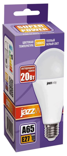 Лампа светодиодная PLED-SP 20Вт A65 3000К E27 230В/50Гц JazzWay 5009455