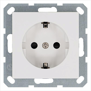 Розетка 1-м Shuko 16А IP20 с заземл. защ. шторки механизм бел. глянцевый Jasmart G5501W