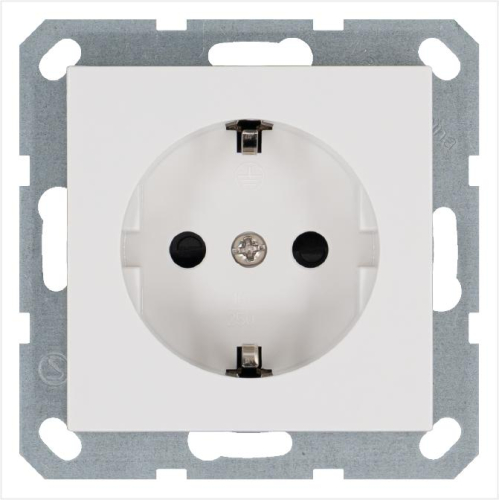 Розетка 1-м Shuko 16А IP20 с заземл. защ. шторки механизм бел. глянцевый Jasmart G5501W