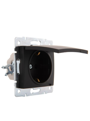 Розетка 1-м СП Karina с заземл. с крышкой керамика механизм черн. бархат LEZARD 707-4288-123