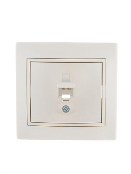 Розетка компьютерная 1-м СП Mira RJ45 16А IP20 со вставкой жемчуж./бел. перламутр. LEZARD 701-3030-139