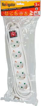 Удлинитель 5х3м с заземл. 10А IP20 71 557 NPE-S-05-300-ESC-3х0.75 3х0.75 с выкл. Navigator 71557