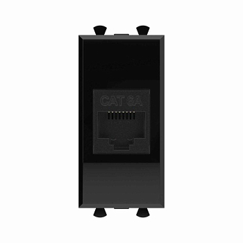 Розетка компьютерная 1мод. Avanti "Черный квадрат" RJ45 кат.6A без шторок модульная механизм DKC 4402671