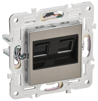 Розетка компьютерная двойная RJ45 кат.5E SKANDY SK-K03N никель IEK SK-K20-1-K50