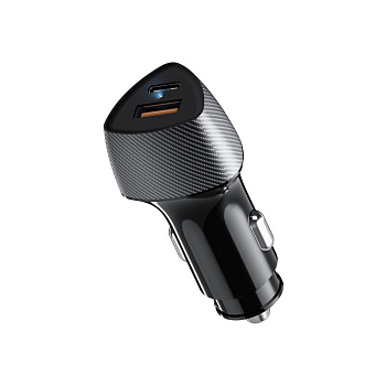 Устройство зарядное автомобильное с двумя портами USB-A QC 3.0 + USB-C PD 20Вт со световой индикацией черн. Rexant 16-0241