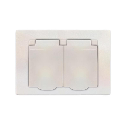 Розетка 2-м СП Афина 16А IP20 с заземл. c крышкой в сборе жемчуж. Universal A0031-OBr