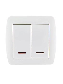 Выключатель 2-кл. ОП Demet 10А IP20 с подсветкой бел. LEZARD 711-0200-112