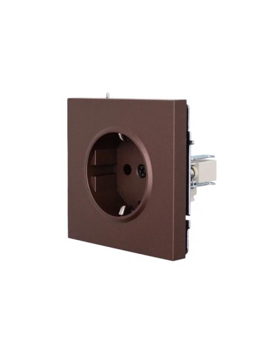 Розетка 1-мест. с/з ПБТ СП ZIMA IP20 16А безвинт. зажим шоколад LEZARD 704-7388-122BQC