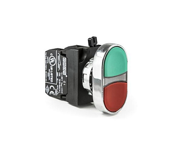 Кнопка сдвоенная (1НО+1НЗ) (CM) красн./зел. EMAS CM102K20KY