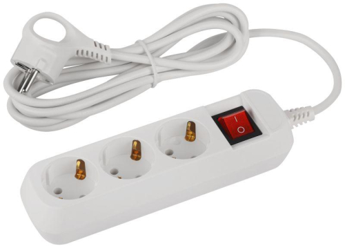 Удлинитель электрический UDL-10-330-ES Greenline 3 розетки с заземлением с выключателем 3м ПВС 3х0.75кв.мм Эра Б0065047