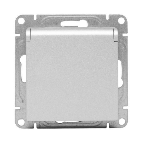 Розетка СП Эпика 16А IP44 с заземл. защ. шторки с крышкой механизм алюм. EKF UP1-SOA-111-44