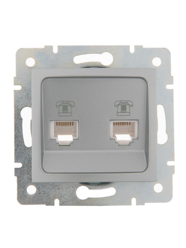 Розетка телефонная 2-м СП Karina RJ11 механизм матов. серебр. LEZARD 707-4388-138