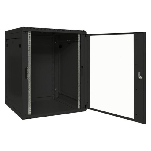 Шкаф настенный TERACOM PRO 19дюйм 15U 600х600мм дверь стеклян. с замком-ручкой черн. EKF TRP-WLL-1566-40B