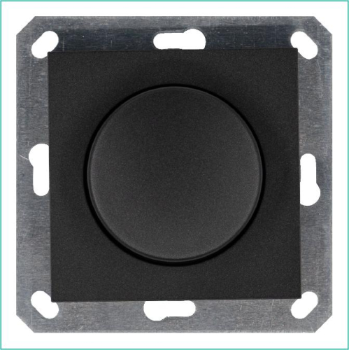 Светорегулятор поворотно-нажимной (диммер) LED 30-400Вт 1gang 2way механизм антрацит Jasmart G4012B