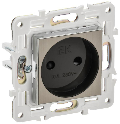 Розетка SKANDY 10А без заземл. защ. штроки SK-R01N никель IEK SK-R13-10-K50