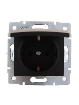 Розетка 1-м СП Karina с заземл. с крышкой керамика механизм черн. бархат LEZARD 707-4288-123