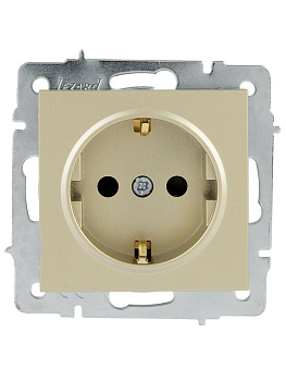 Розетка 1-м СП Vesna с заземл. защ. шторки ПБТ механизм титан LEZARD 742-3788-124B
