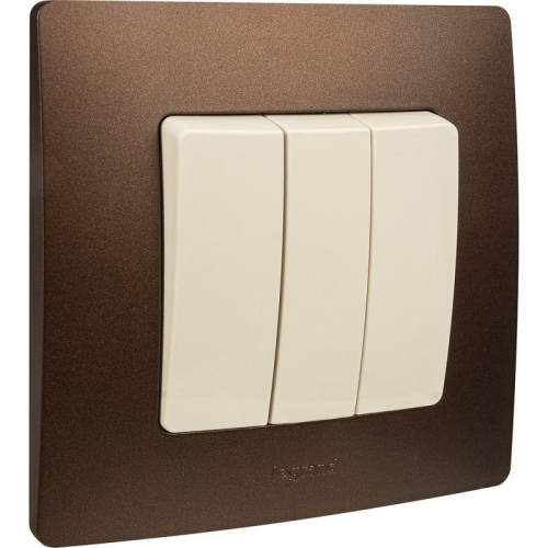 Выключатель 3-кл. СП Etika Plus 10А IP20 250В 10AX винт. зажимы механизм сл. кость Leg 672313