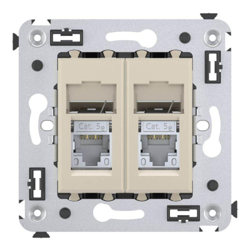 Розетка 2-м RJ-45 СП кат.5e экранированная Avanti "Ванильная дымка" DKC 4405364