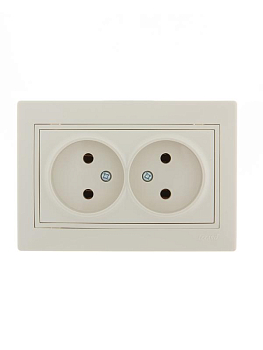 Розетка 2-м СП Mira 16А IP20 без заземл. со вставкой керамика крем. LEZARD 701-0303-128