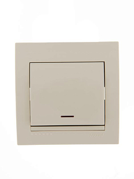 Выключатель 1-кл. СП Deriy 10А с подсветкой крем. LEZARD 702-0303-111