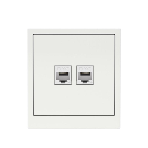 Розетка компьютерная 2-м KANT RJ45 кат.5E без шторки бел. магнолия DKC 7000664