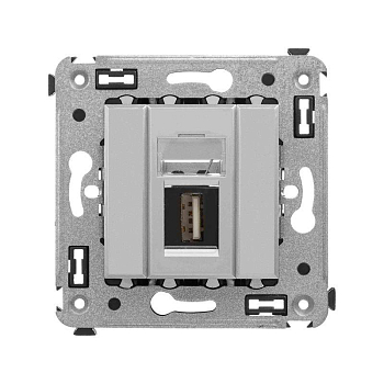 Розетка USB 2.0 1-м СП Avanti "Закаленная сталь" тип А-А DKC 4404403