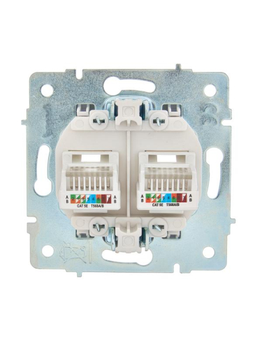 Розетка компьютерная 2-м СП ASTI IP20 RJ45 механизм жемчуж./бел. перламутр. LEZARD 7081-3088-141