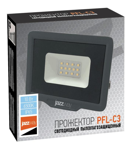 Прожектор светодиодный PFL-C3 10Вт 6500К IP65 закален. прозр. стекло JazzWay 5023529A