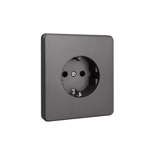 Розетка 1-м СП ROUND MIELE 16А с заземл. защ. шторки титан Kranz KR-78-0701-2