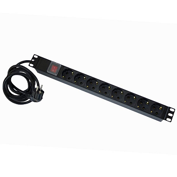 Блок распределения питания 19дюйм 16А/250В 8 розеток (Schuko) SUPRLAN 05-0419