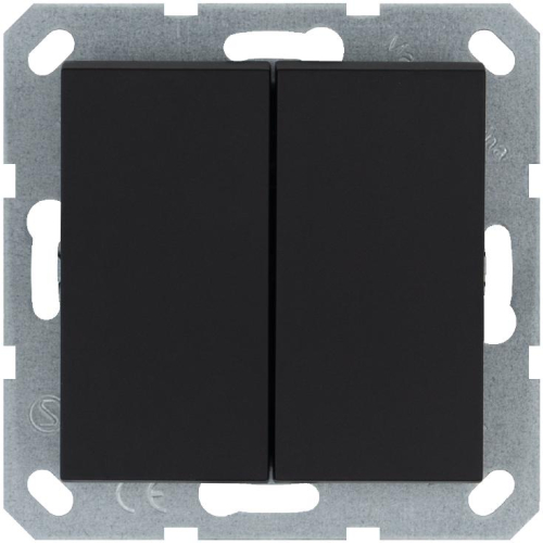 Кнопка 2-кл. 10А IP20 с переключающим контактом механизм черн. матов. soft touch Jasmart G3020PB