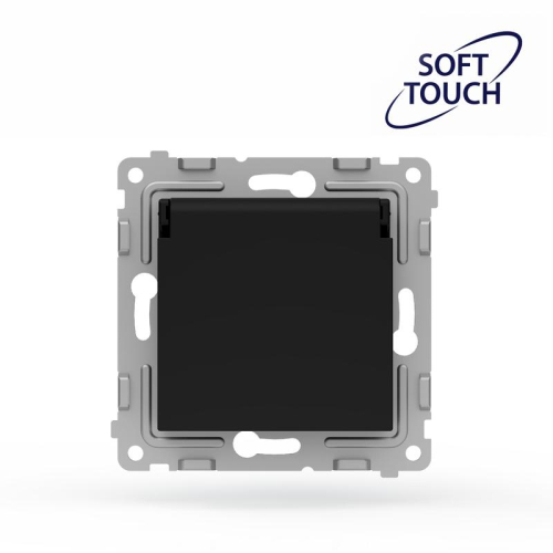 Розетка 1-м СП Pixel IP44 с заземл. с крышкой механизм карбон TOKOV ELECTRIC TKE-PX-R1ZSW1-C14-IP44