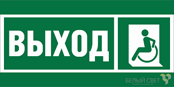 Знак безопасности BL-3517.E62 "Указ. выхода для инвал. в креслах колясках (лев.)" Белый свет a20067