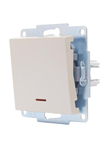 Выключатель 1-кл. СП Vesna с индикацией механизм жемчуж./бел. перламутр. LEZARD 742-3088-111