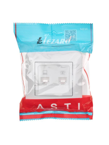 Розетка компьютерная+телефонная 2-м СП ASTI RJ45 + RJ11 в сборе бел. LEZARD 7081-0202-143
