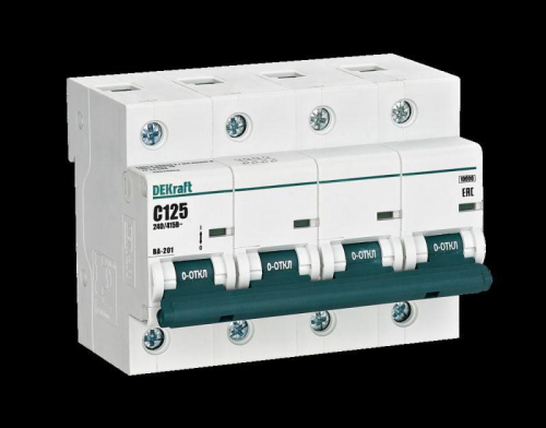 Выключатель автоматический модульный 4п C 125А 10кА ВА-201 DEKraft 13028DEK