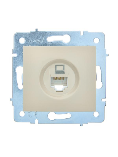 Розетка компьютерная 1-м СП ASTI IP20 RJ45 механизм Cat 5e крем. LEZARD 7081-0388-139
