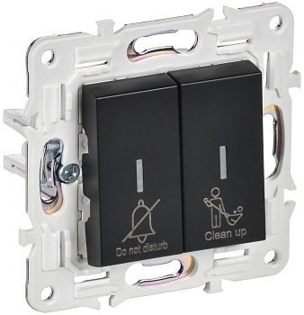 Выключатель 2-кл. SKANDY 10А SK-V16Bl для отелей с индикацией черн. IEK SK-V20-2-10-K02