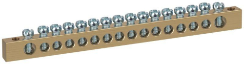 Шина NO-122-25 PEN земля-ноль 8х12мм 16/2 латунная крепеж по краям Эра Б0047240